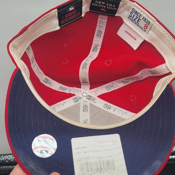 New Era 59Fifty Heritage Series LA Dodgers Red 100% Wool Fitted Hat Size 8 READ! - Picture 9 of 13